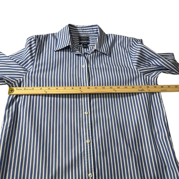 Chaps No Iron Button-Down Shirt Size Medium Striped Business Casual Preppy - Picture 12 of 14